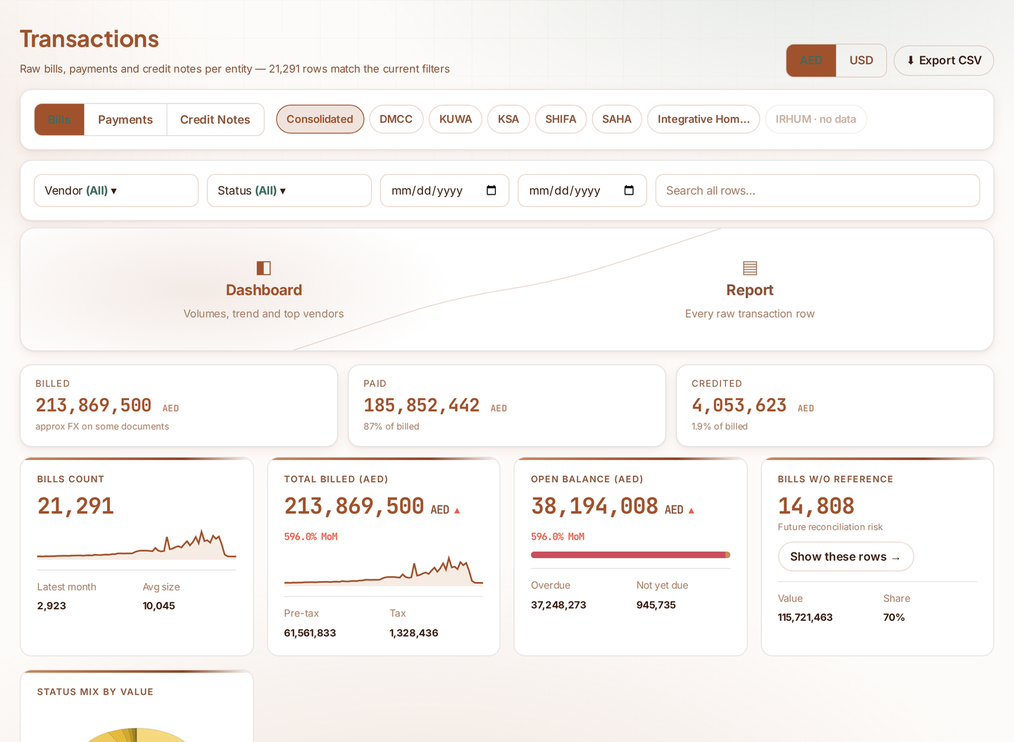 MatchBooks — Transactions — light theme
